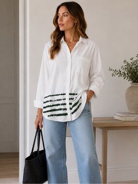 Zara Oversized White Cotton Button Down Shirt